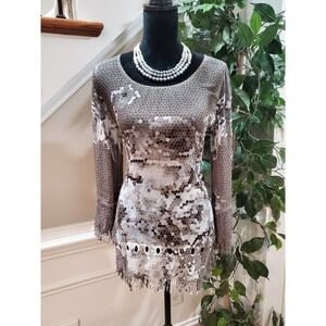 Mushka by Sienna Rose Women's Gray Polyester Round Neck Long Sleeve Top Blouse S